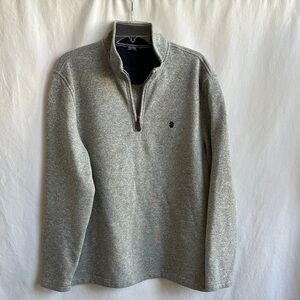 Izod men’s heather gray fleece long sleeve quarter-zip pullover sweater, size XL